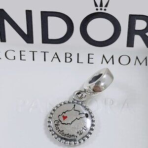 Pandora West Virginia Map Exclusive Dangle Charm S925 Silver with box